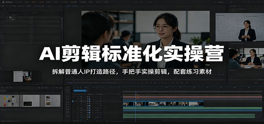 AI剪辑标准化实操营：拆解普通人IP打造路径，手把手实操剪辑，配套练习素材-来聚吧