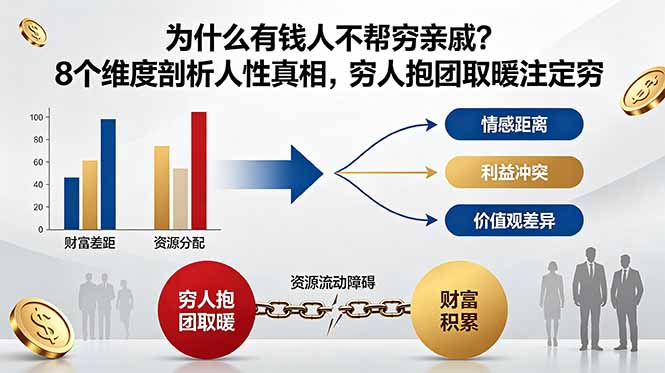 付费文章:为什么有钱人不帮穷亲戚?8个维度剖析人性真相,穷人抱团取暖注定穷-来聚吧
