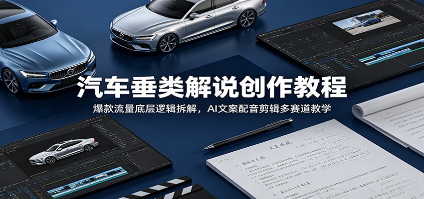 汽车垂类解说创作教程：爆款流量底层逻辑拆解，AI文案配音剪辑多赛道教学-来聚吧