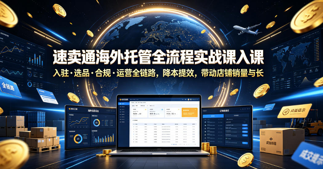 速卖通海外托管全流程实战课入驻・选品・合规・运营全链路,降本提效,带动店铺销量与收益增长-来聚吧