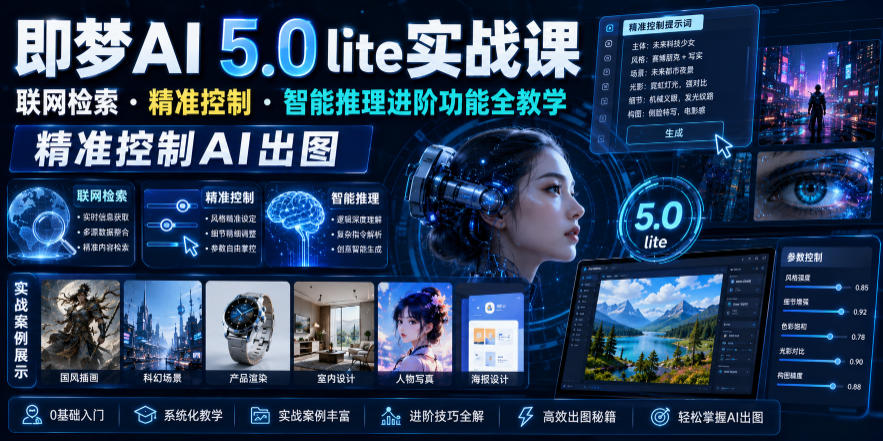 即梦AI 5.0 lite实战课,联网检索・精准控制・智能推理进阶功能全教学,精准控制AI出图-来聚吧