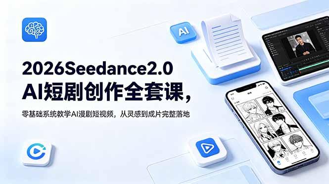 2026Seedance2.0AI短剧创作全套课,零基础系统教学AI漫剧短视频,从灵感到成片完整落地-来聚吧