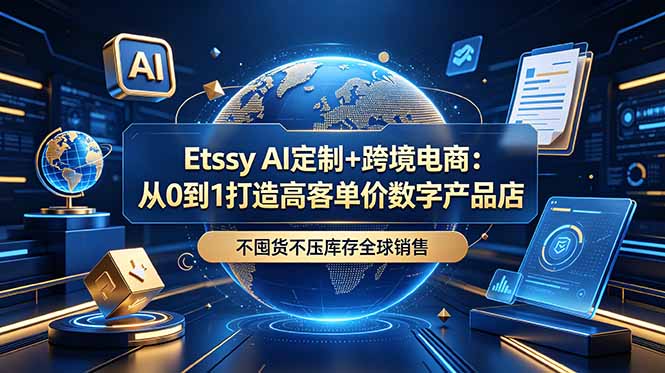 Etsy AI定制+跨境电商:从0到1打造高客单价数字产品店,不囤货不压库存全球销售-来聚吧