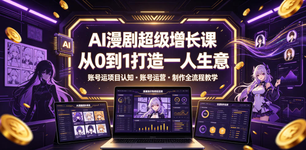 AI漫剧超级增长课,从0到1打造一人生意,项目认知・账号运营・制作全流程教学-来聚吧