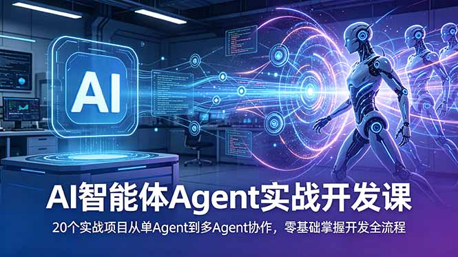 AI智能体Agent实战开发课:20个实战项目从单Agent到多Agent协作,零基础掌握开发全流程-来聚吧