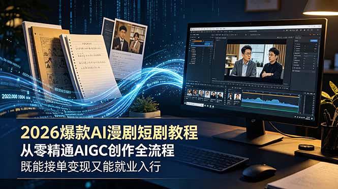 2026 爆款 AI 漫剧短剧教程 从零精通 AIGC 创作全流程 既能接单变现又能就业入行-来聚吧