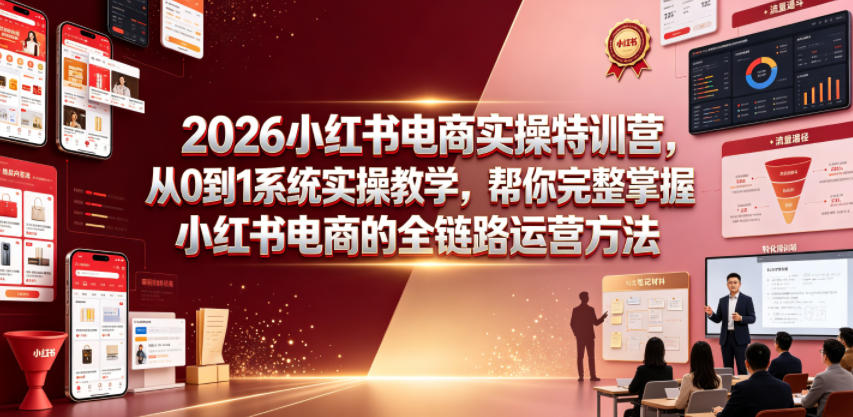 2026小红书电商实操特训营,从0到1系统实操教学,帮你完整掌握小红书电商的全链路运营方法-来聚吧