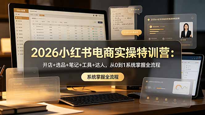 2026小红书电商实操特训营:开店+选品+笔记+工具+达人,从0到1系统掌握全流程-来聚吧