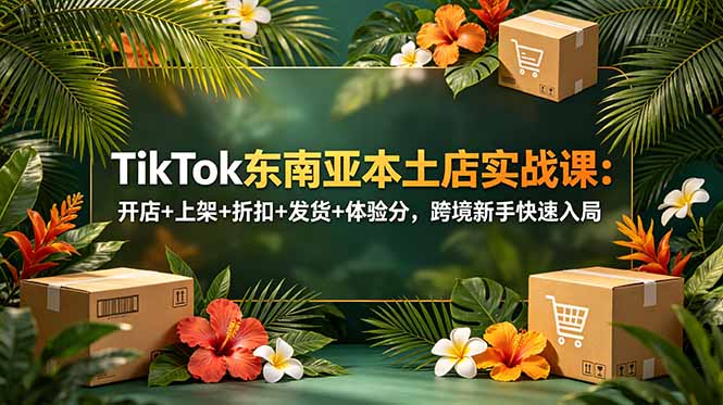 TikTok东南亚本土店实战课:开店+上架+折扣+发货+体验分,跨境新手快速入局-来聚吧