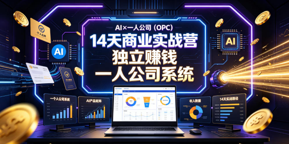 AI×一人公司(OPC)14天商业实战营,用AI帮你搭建一个属于你自己的、能独立賺钱的一人公司系统-来聚吧