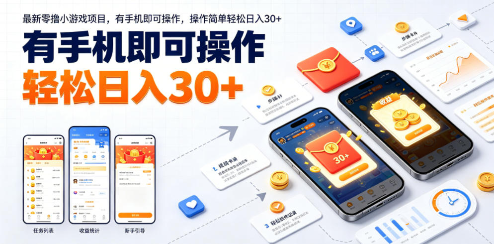 最新零撸小游戏项目,有手机即可操作,操作简单轻松日入30+-来聚吧