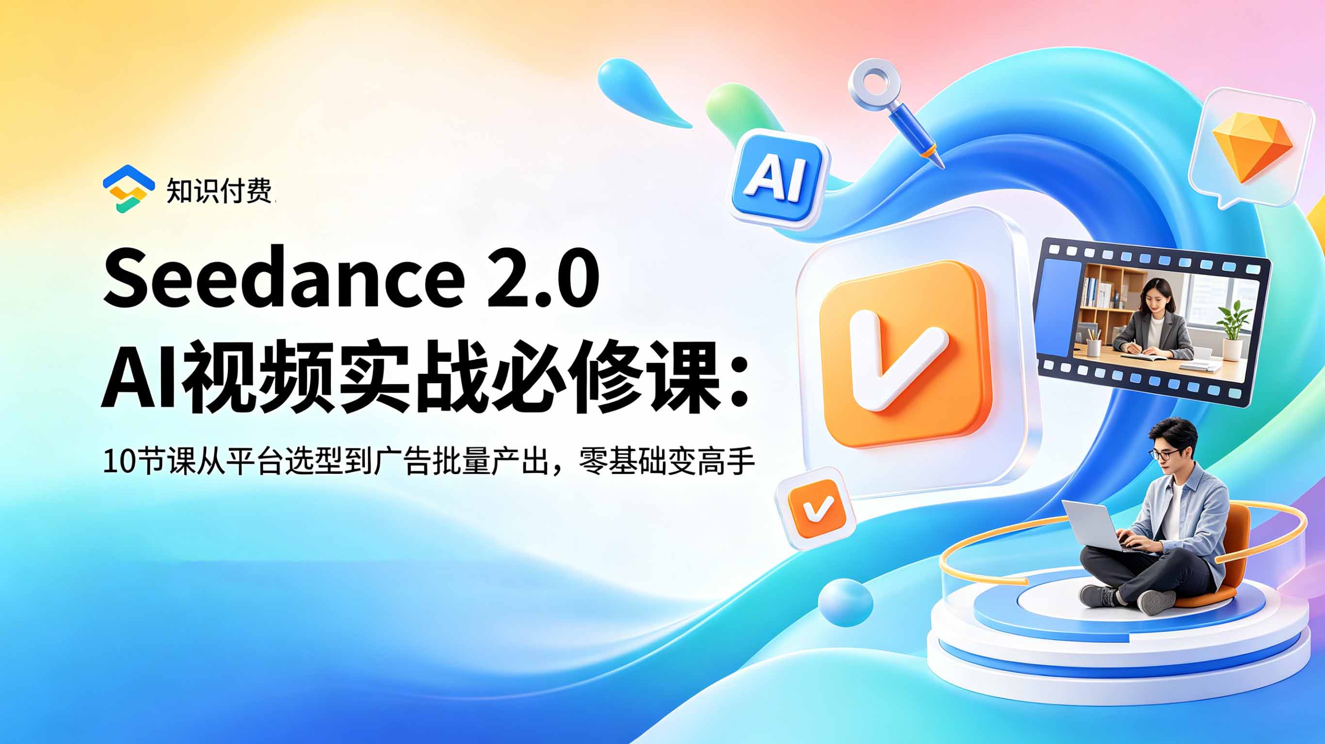 Seedance 2.0 AI视频实战必修课:10节课从平台选型到广告批量产出,零基础变高手-来聚吧