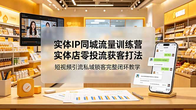 实体IP同城流量训练营:实体店零投流获客打法,短视频引流私域锁客完整闭环教学-来聚吧