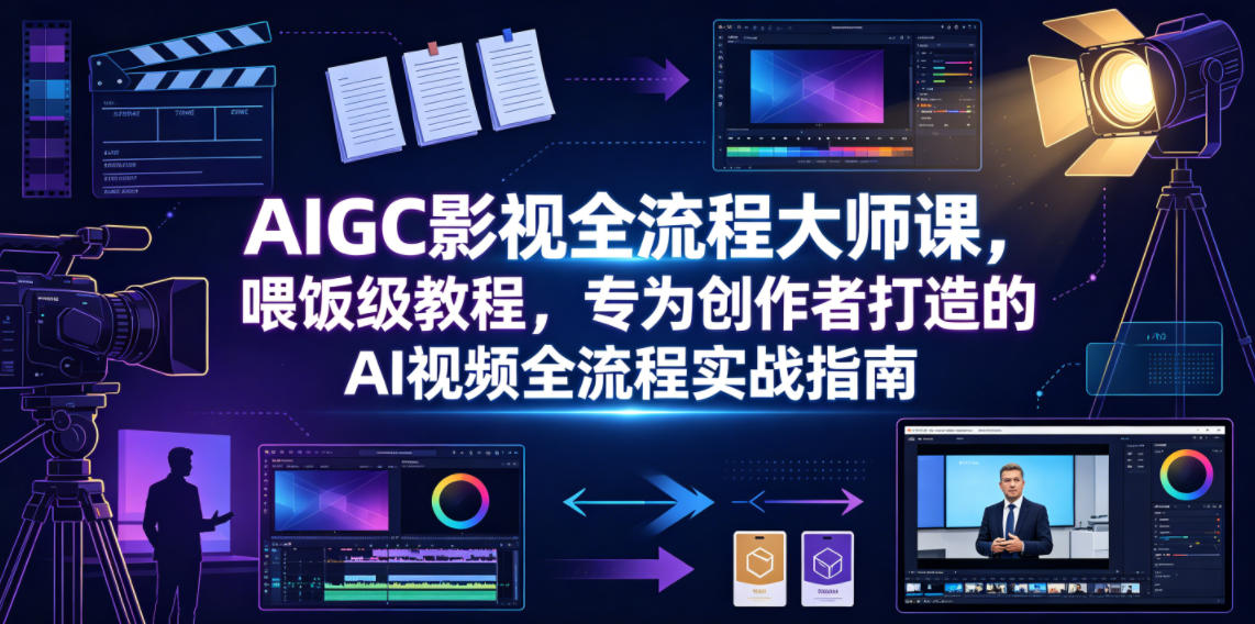 AIGC影视全流程大师课,喂饭级教程,专为创作者打造的AI视频全流程实战指南-来聚吧