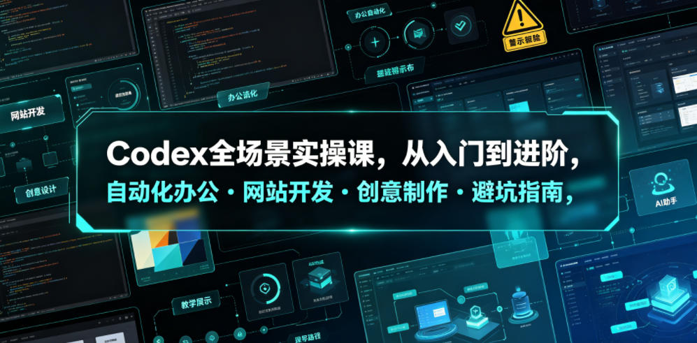 Codex全场景实操课,从入门到进阶,自动化办公・网站开发・创意制作・避坑指南,全流程教学-来聚吧