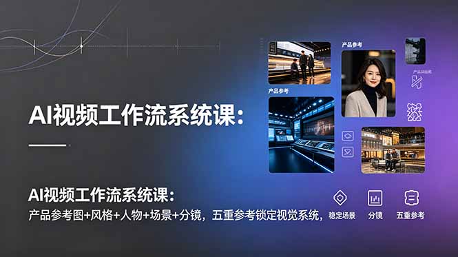 AI视频工作流系统课:产品参考图+风格+人物+场景+分镜,五重参考锁定视觉系统,稳定产出高质量视频-来聚吧