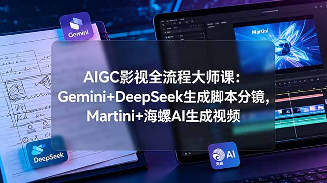 AIGC影视全流程大师课:Gemini+DeepSeek生成脚本分镜,Martini+海螺AI生成视频-来聚吧
