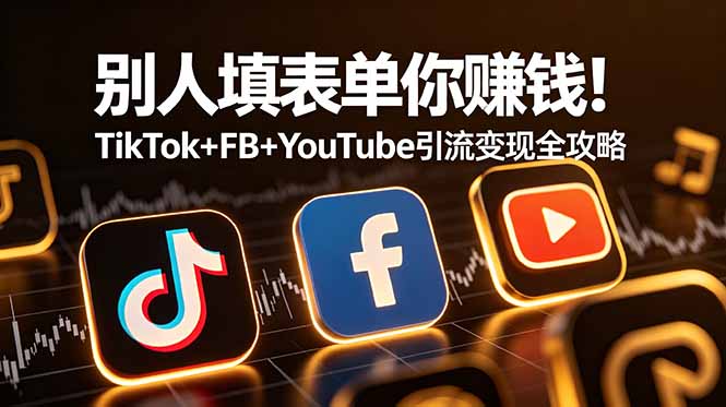 别人填表单你赚钱!TikTok+FB+YouTube 引流变现全攻略【原创双语字幕】-来聚吧