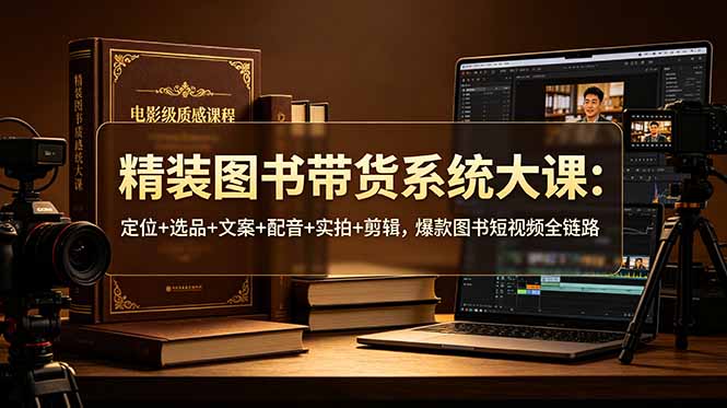 精装图书带货系统大课:定位+选品+文案+配音+实拍+剪辑,爆款图书短视频全链路-来聚吧