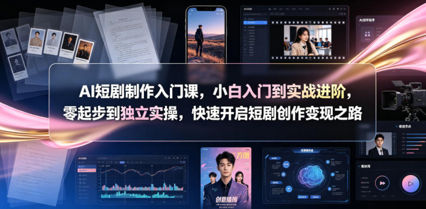 AI短剧制作入门课,小白入门到实战进阶,零起步到独立实操,快速开启短剧创作变现之路-来聚吧