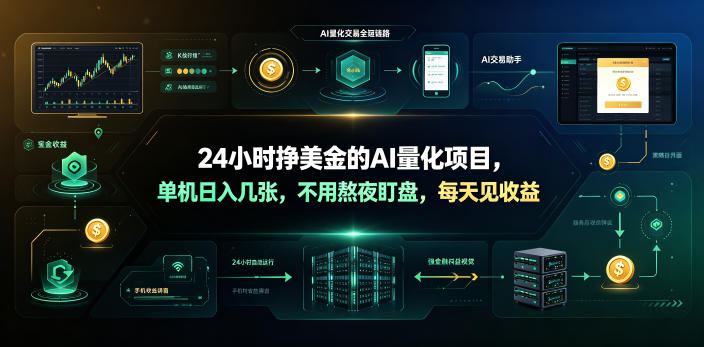 24小时挣美金的AI量化项目,单机日入几十美刀,不用熬夜盯盘,每天见收益【揭秘】-来聚吧