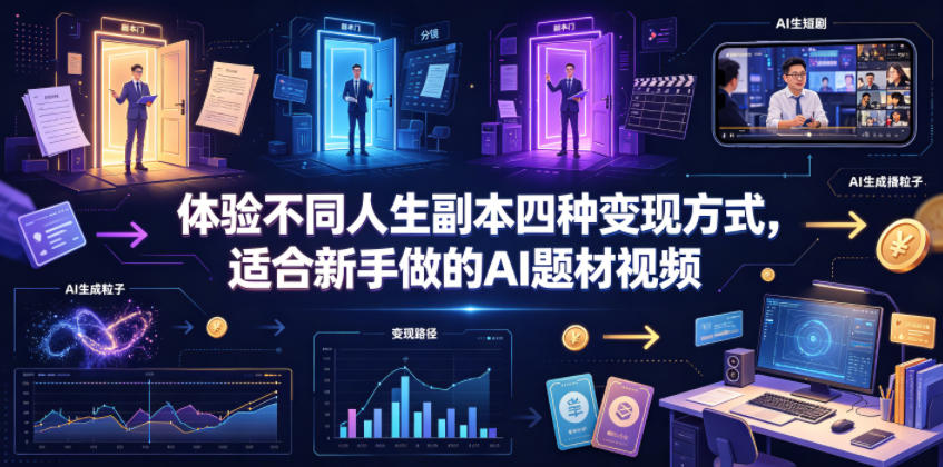 体验不同人生副本四种变现方式,适合新手做的AI题材视频-来聚吧