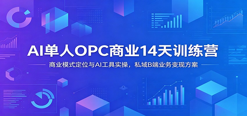 AI单人OPC商业14天训练营:商业模式定位与AI工具实操,私域B端业务变现方案-来聚吧