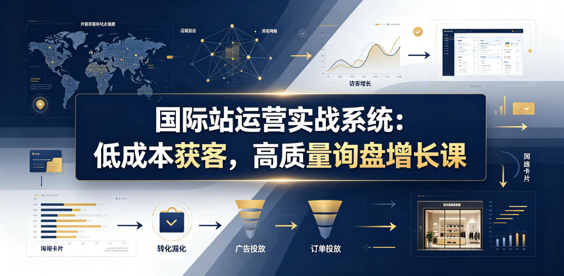 国际站运营实战系统:低成本获客,高质量询盘增长课(更新26年)-来聚吧