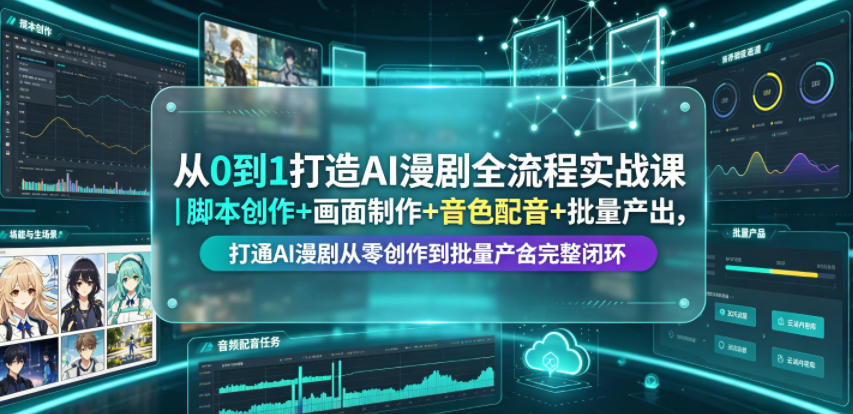 从0到1打造AI漫剧全流程实战课|脚本创作+画面制作+音色配音+批量产出,打通AI漫剧从零创作到批量量产完整闭环-来聚吧