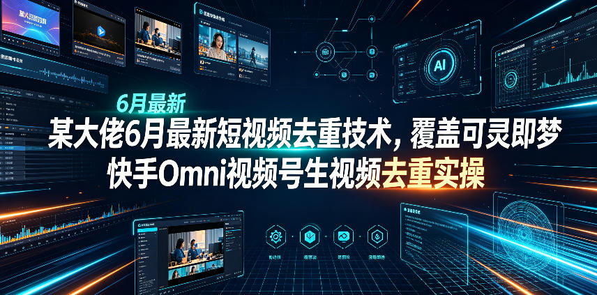 某大佬6月最新短视频去重技术，覆盖可灵即梦快手Omni视频号生视频去重实操-来聚吧