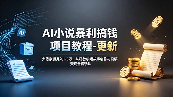 AI小说暴利搞钱项目教程-更新,大佬亲测月入1-3万,从零教学短故事创作与投稿变现全套玩法-来聚吧
