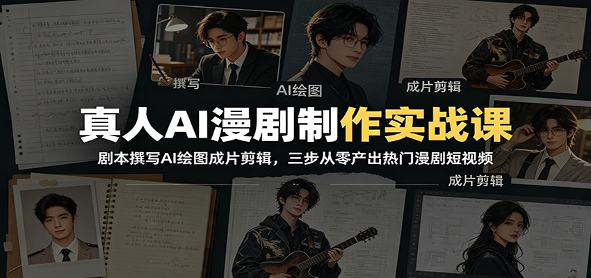 真人AI漫剧制作实战课：剧本撰写AI绘图成片剪辑，三步从零产出热门漫剧短视频-来聚吧