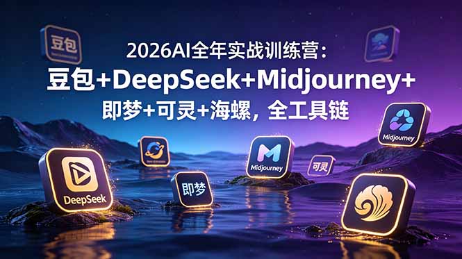 2026AI全年实战训练营：豆包+DeepSeek+Midjourney+即梦+可灵+海螺，全工具链-来聚吧