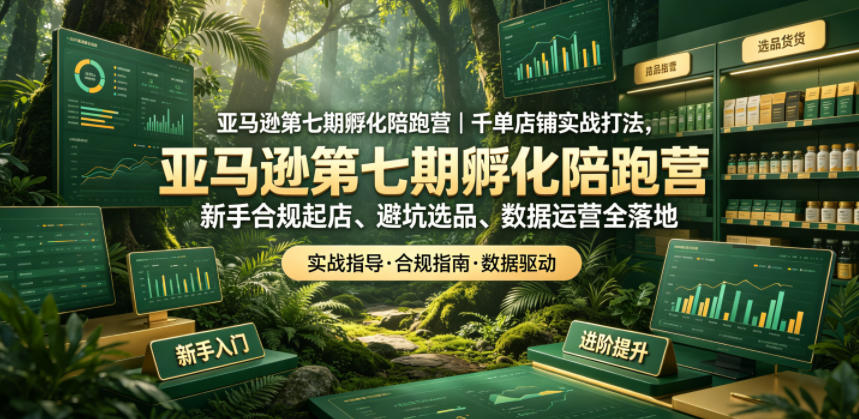 亚马逊第七期孵化陪跑营｜千单店铺实战打法，新手合规起店、避坑选品、数据运营全落地(更新0625)-来聚吧