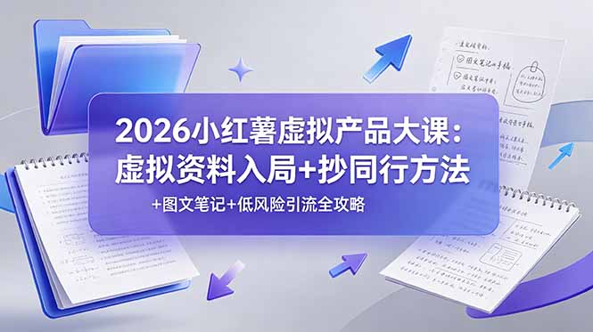 2026小红薯虚拟产品大课：虚拟资料入局+抄同行方法+图文笔记+低风险引流全攻略-来聚吧