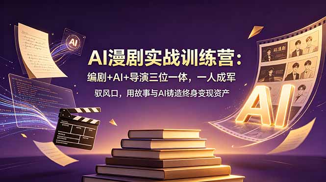 AI漫剧实战训练营：编剧+AI+导演三位一体，一人成军 驭风口，用故事与AI铸造终身变现资产-来聚吧