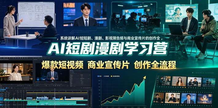 AI短剧漫剧学习营，系统讲解AI短剧、漫剧、影视预告片、爆款短视频与商业宣传片的创作全流程-来聚吧