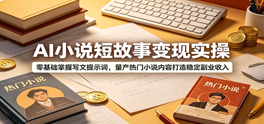 AI小说短故事变现实操：零基础掌握写文提示词，量产热门小说内容打造稳定副业收入-来聚吧
