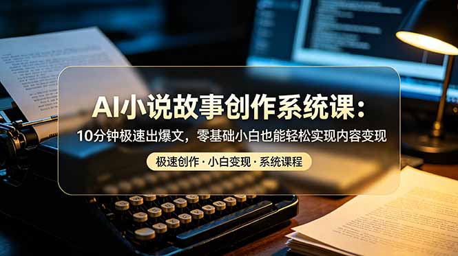 AI小说故事创作系统课：10分钟极速出爆文，零基础小白也能轻松实现内容变现-来聚吧