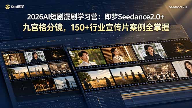 2026AI短剧漫剧学习营：即梦Seedance2.0+九宫格分镜，150+行业宣传片案例全掌握-来聚吧