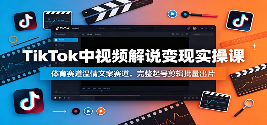 TikTok中视频解说变现实操课：体育赛道温情文案赛道，完整起号剪辑批量出片-来聚吧