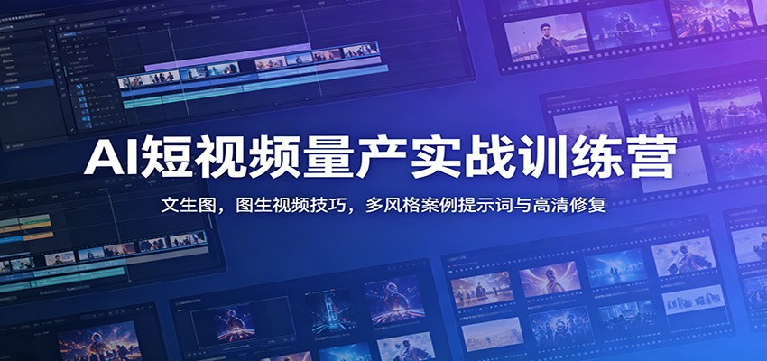 AI短视频量产实战训练营：文生图，图生视频技巧，多风格案例提示词与高清修复-来聚吧
