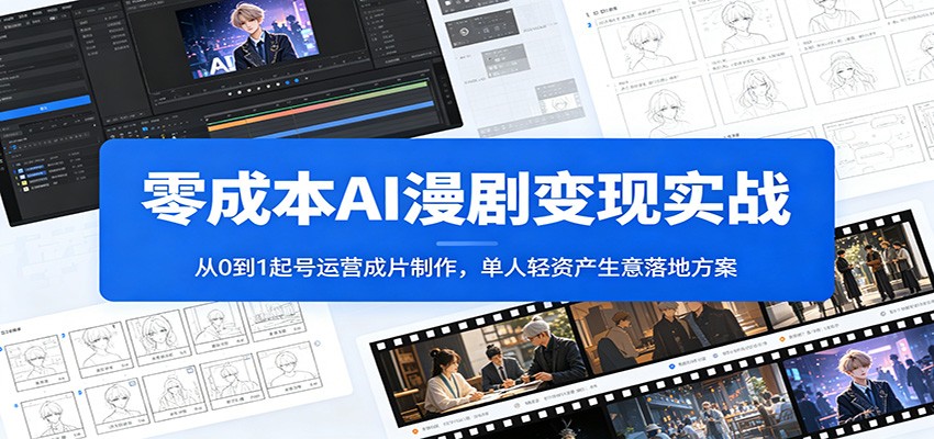 零成本AI漫剧变现实战：从0到1起号运营成片制作，单人轻资产生意落地方案-来聚吧