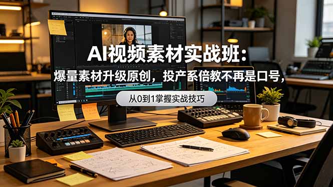 AI视频素材实战班：爆量素材升级原创，投产翻倍不再是口号，0-1系统教学实战落地-来聚吧
