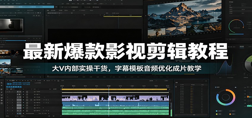 最新爆款影视剪辑教程：大V内部实操干货，字幕模板音频优化成片教学-来聚吧