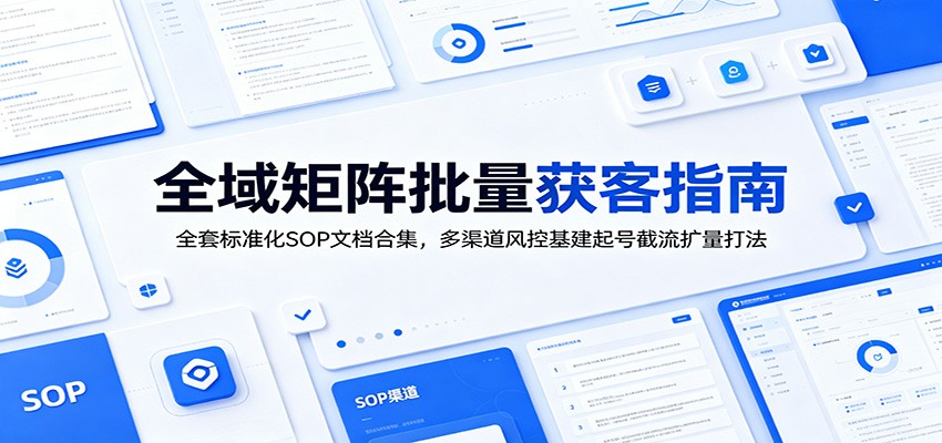 全域矩阵批量获客指南：全套标准化SOP文档合集，多渠道风控基建起号截流扩量打法-来聚吧
