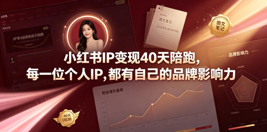 小红书IP变现40天陪跑，每一位个人IP，都有自己的品牌影响力-来聚吧