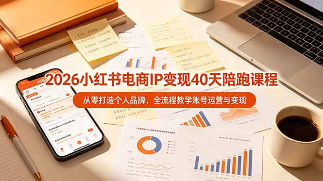 2026小红书电商IP变现40天陪跑课程-11期，从零打造个人品牌，全流程教学账号运营与变现-来聚吧