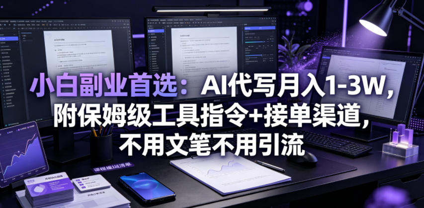 小白副业首选：AI代写月入1-3W，附保姆级工具指令+接单渠道，不用文笔不用引流【揭秘】-来聚吧