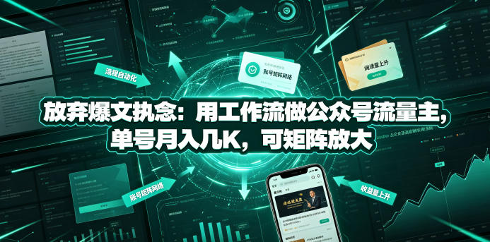 放弃爆文执念：用工作流做公众号流量主，单号月入几K，可矩阵放大-来聚吧